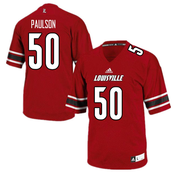 Men #50 Luke Paulson Louisville Cardinals College Football Jerseys Sale-Red